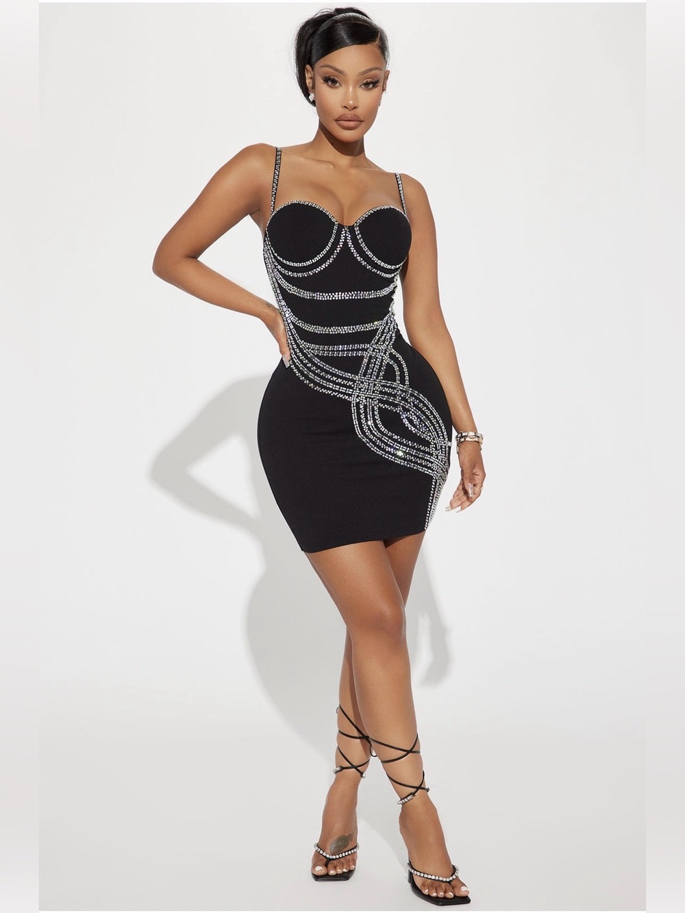 Rhinestone-Embellished Mini Dress
